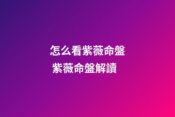 怎么看紫薇命盤 紫薇命盤解讀